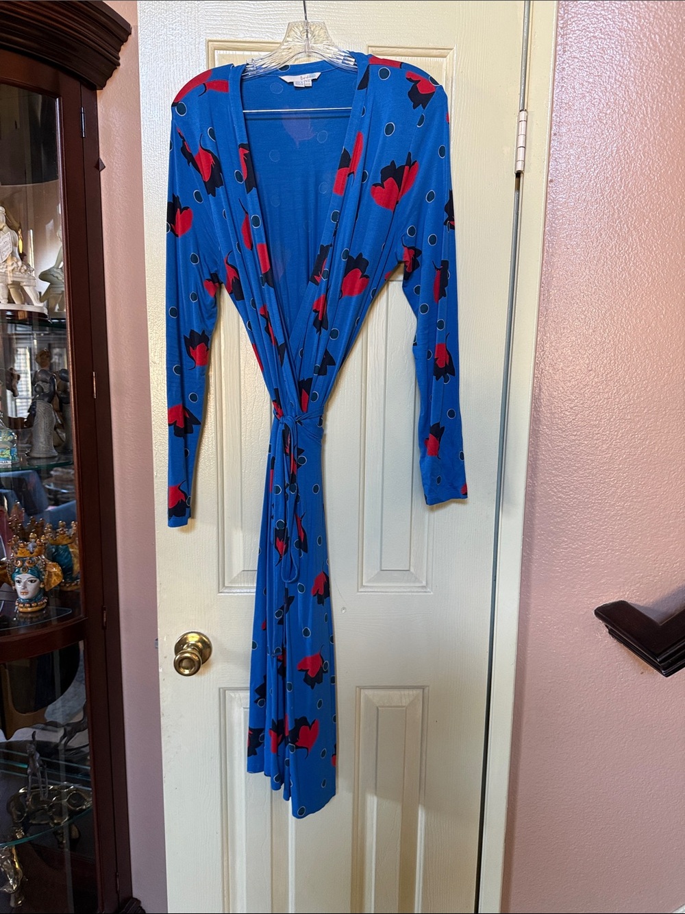 Boden Blue Top with Subtle Polka Dot Detail